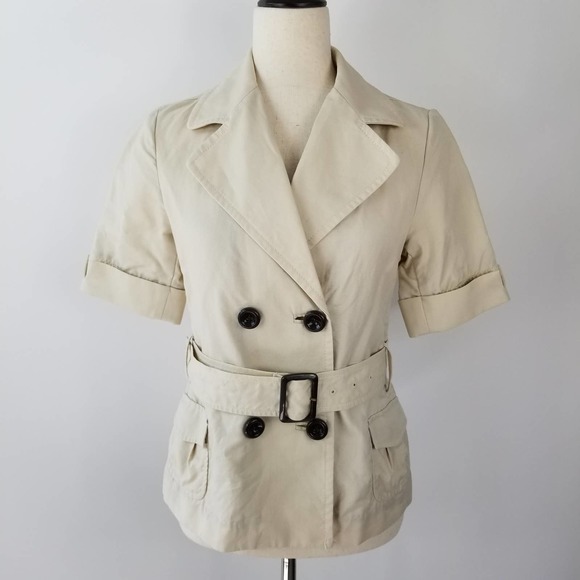 Banana Republic Jackets & Blazers - Banana Republic Khaki Jacket Belted Button Front Linen Blend Size 0 Like New